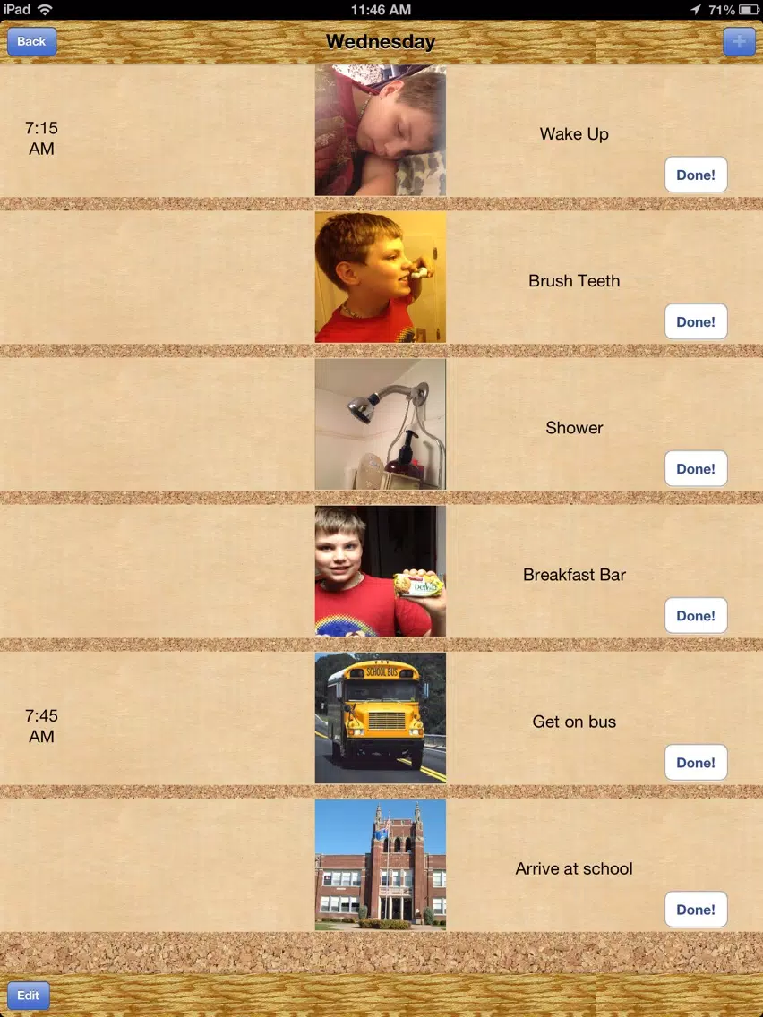 Tangkapan layar iVisual Schedule iPad 