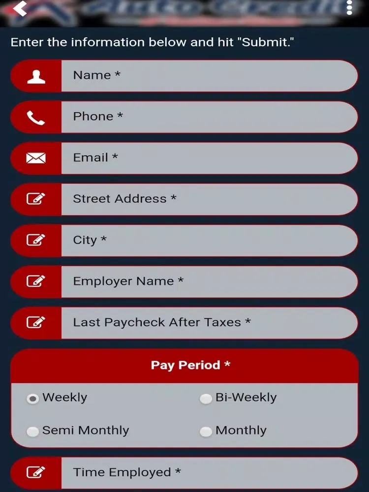 Ảnh chụp màn hình của Auto Credit of Southern IL iPad 