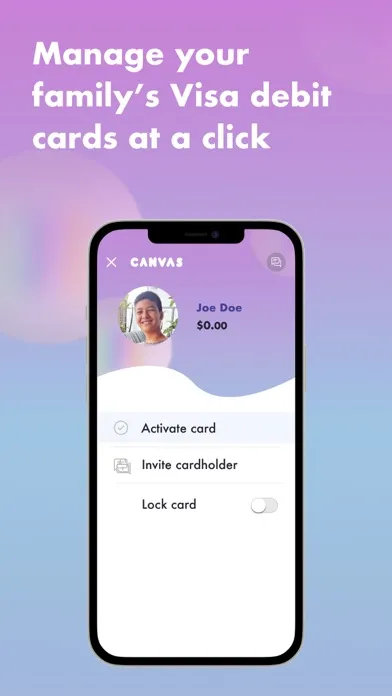 Canvas Card pocket money app 스크린샷