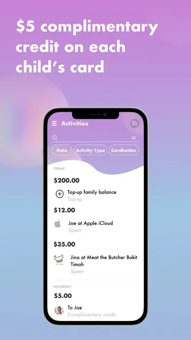 Canvas Card pocket money app 스크린샷