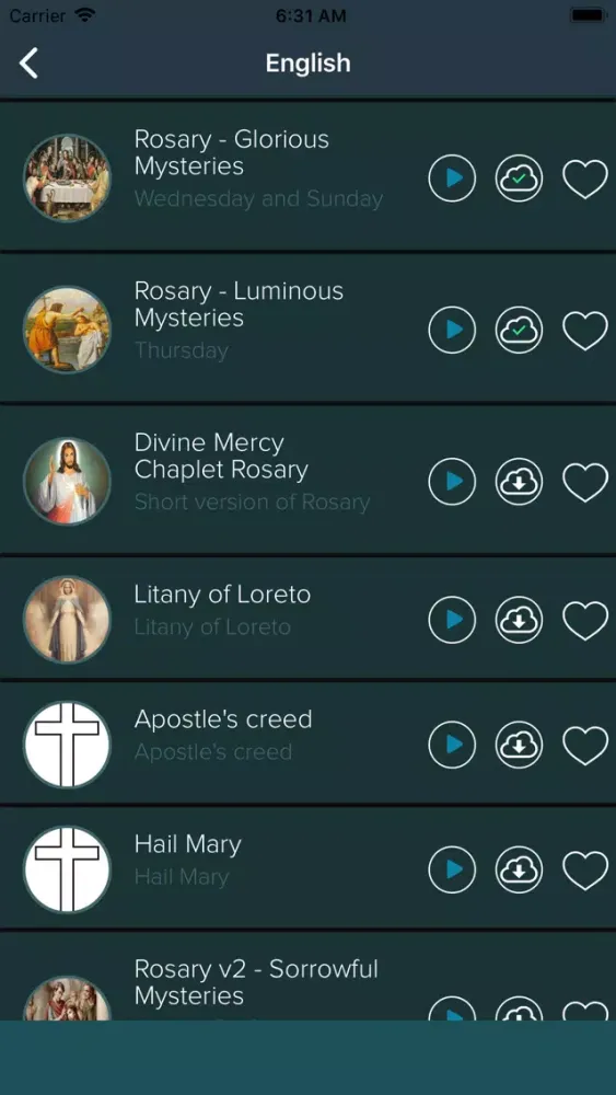 Zrzuty ekranu Rosary & Prayers Audio