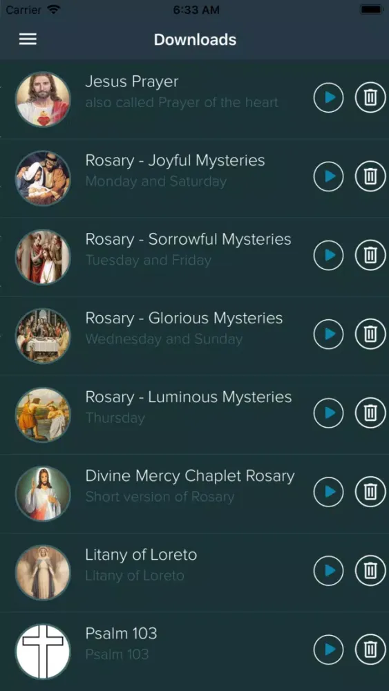 Zrzuty ekranu Rosary & Prayers Audio