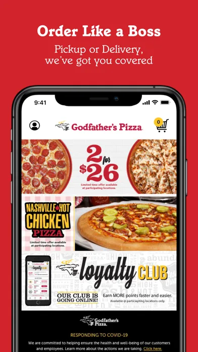 Capturas de tela do Godfather's Pizza