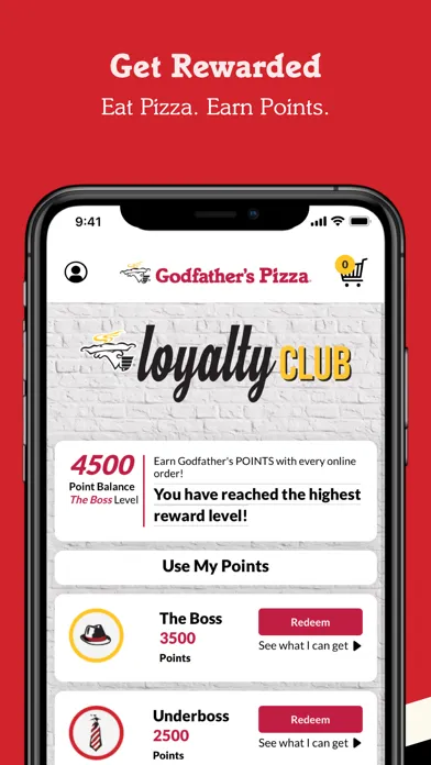 Capturas de tela do Godfather's Pizza