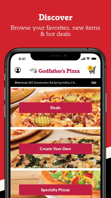 Capturas de tela do Godfather's Pizza