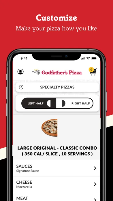 Capturas de tela do Godfather's Pizza