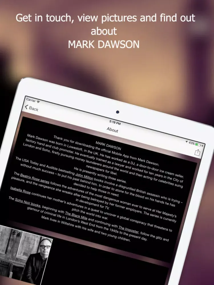 Ảnh chụp màn hình của Mark Dawson iPad 