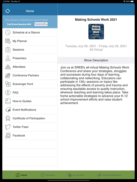 SREB Events iPad  سکرین شاٹس
