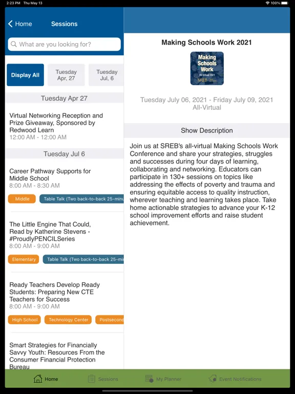 SREB Events iPad  سکرین شاٹس