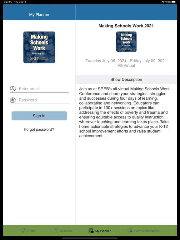 SREB Events iPad  سکرین شاٹس