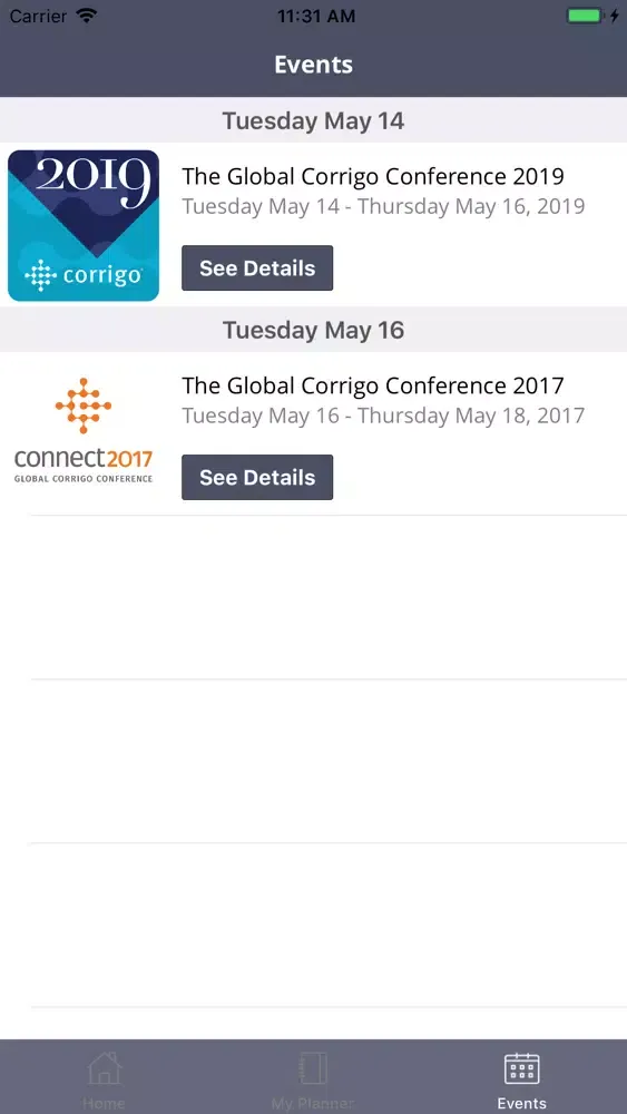 Capturas de tela do CONNECT The Corrigo Conference