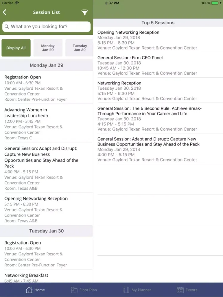 FSI Events iPad  Ekran Görüntüleri
