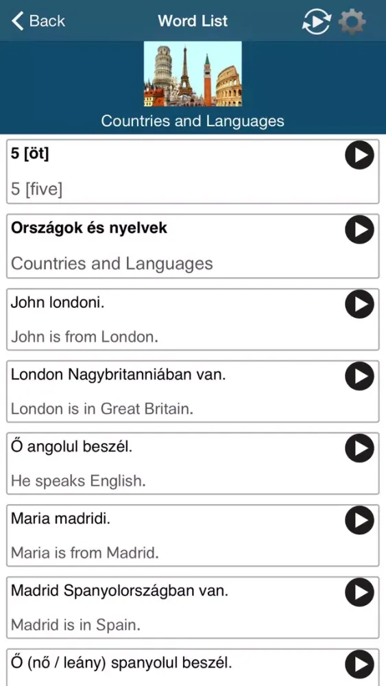 Capturas de tela do Learn Hungarian - 50 languages