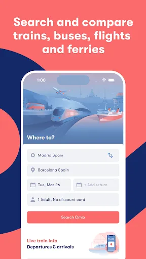 Omio: Europe & U.S. Travel App Screenshots