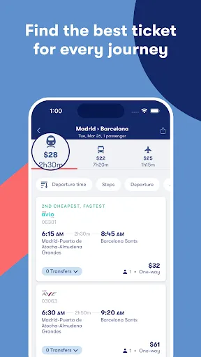Omio: Europe & U.S. Travel App Screenshots