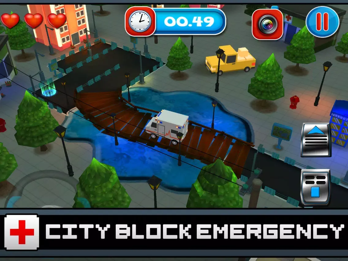 3D Blocky Moto Ambulance King - Emergency Dr Rush Road Parking Mini Game iPad  Screenshots