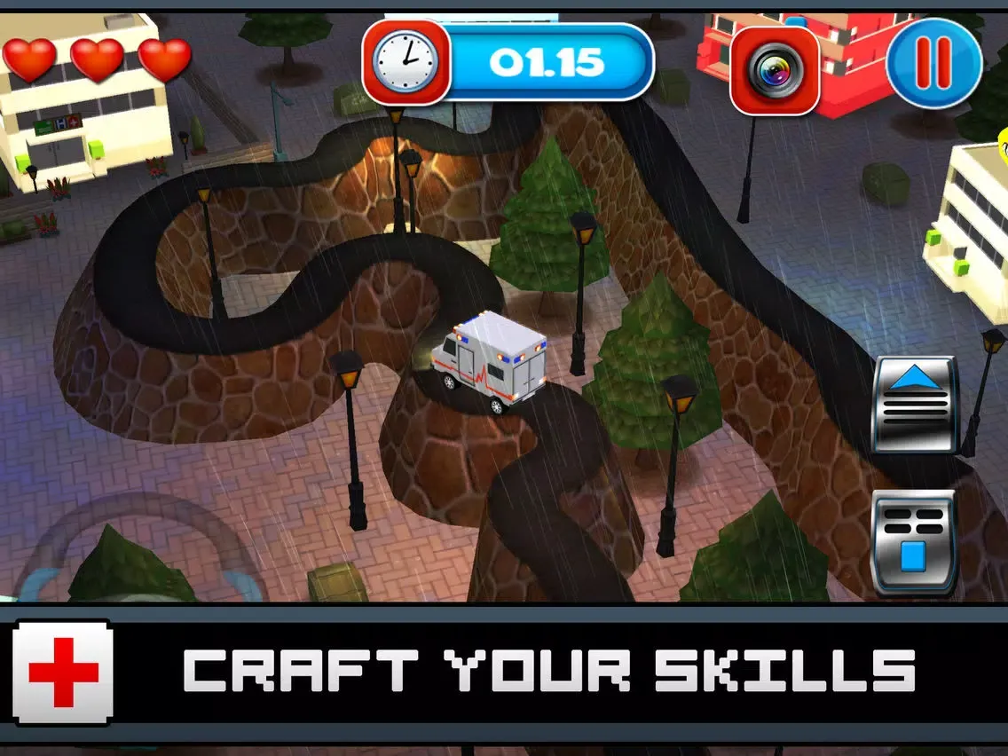 3D Blocky Moto Ambulance King - Emergency Dr Rush Road Parking Mini Game iPad  Screenshots