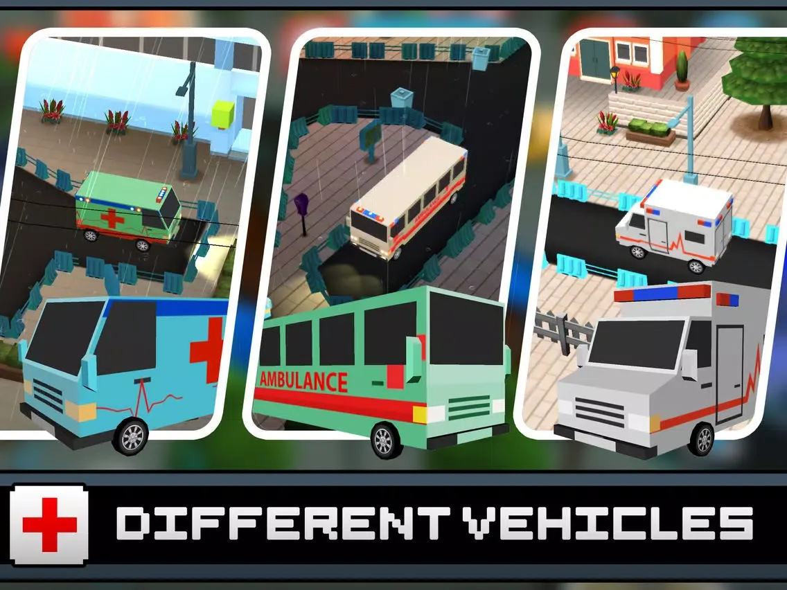 3D Blocky Moto Ambulance King - Emergency Dr Rush Road Parking Mini Game iPad  Screenshots