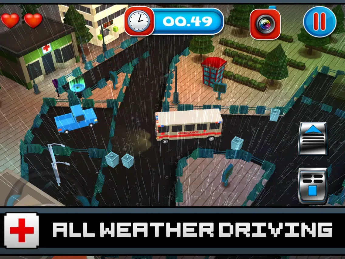 3D Blocky Moto Ambulance King - Emergency Dr Rush Road Parking Mini Game iPad  Screenshots