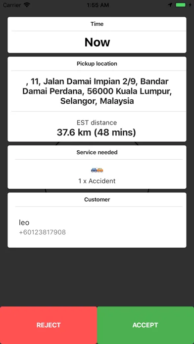 Tangkapan skrin Road Assist(Driver)