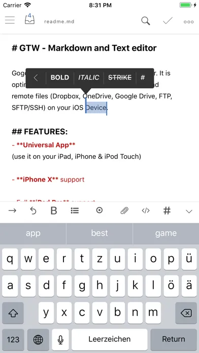 GTW - Markdown & Text Editor Screenshots