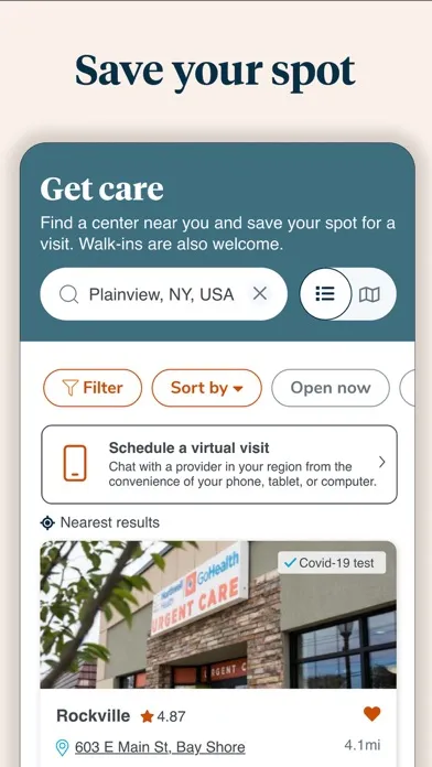 GoHealth Urgent Care Screenshots