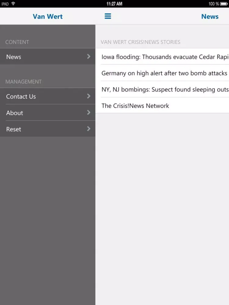 Capturas de tela do Van Wert Crisis News iPad 