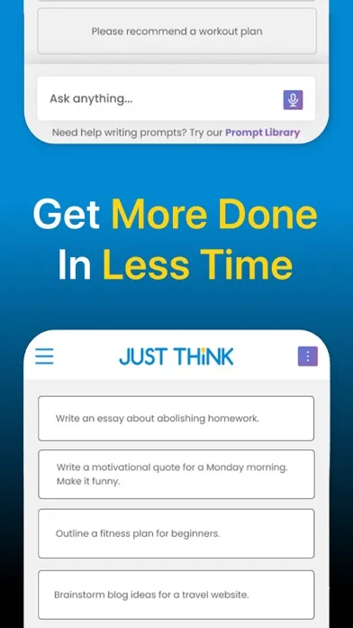 Capturas de tela do Just Think AI