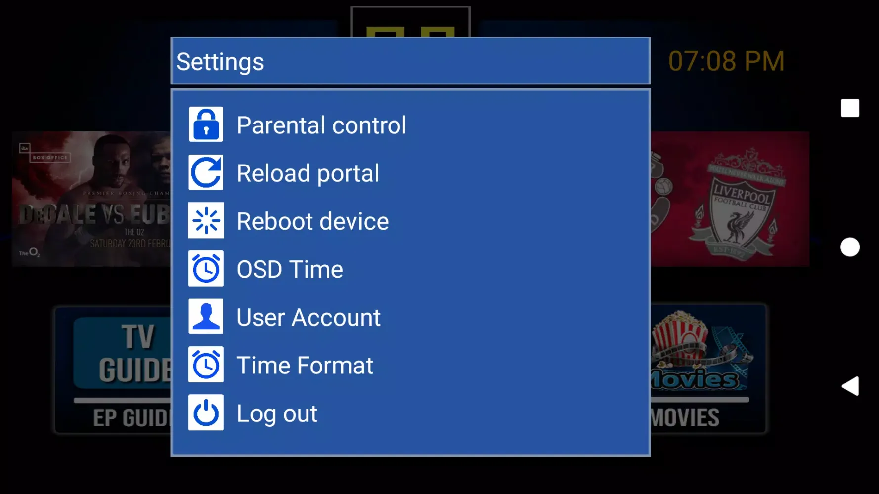 Captures d'écran de TREX IPTV
