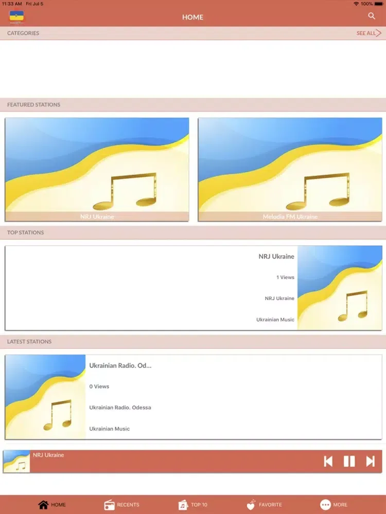 Tangkapan layar Ukraine Radio Live iPad 
