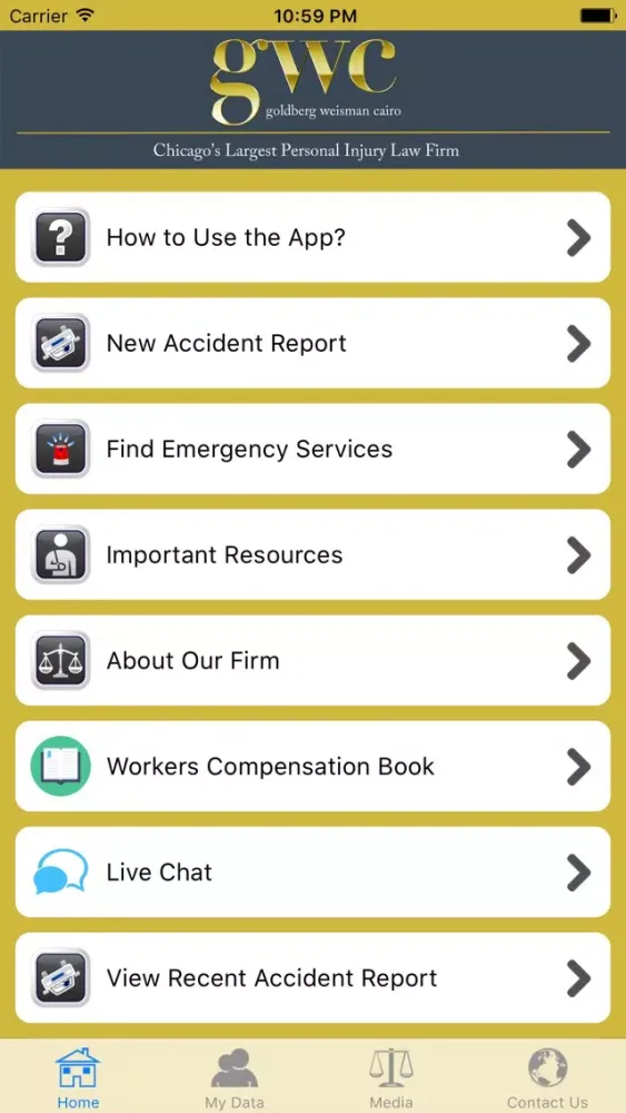 Goldberg Weisman Cairo Injury Help App Screenshots