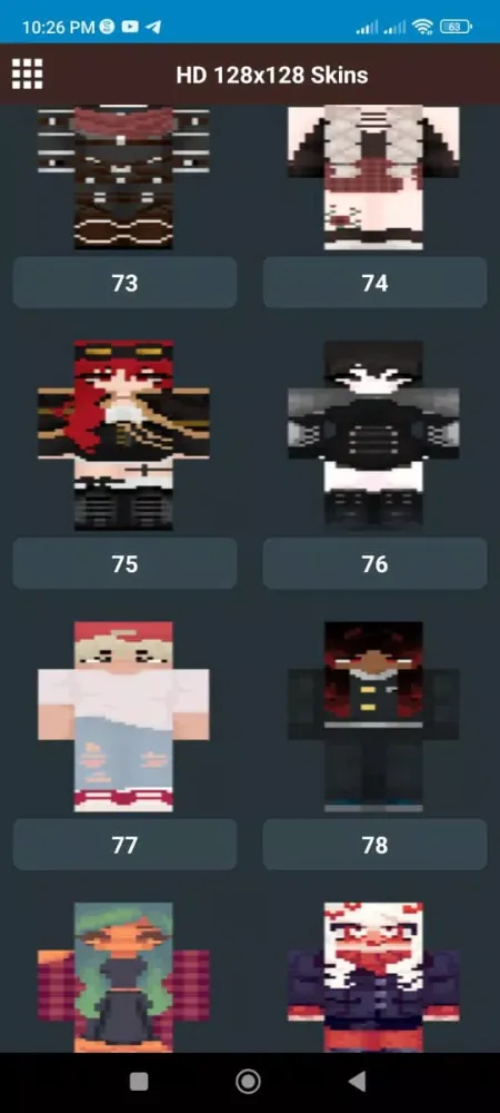 Captures d'écran de HD Skins for Minecraft 128x128