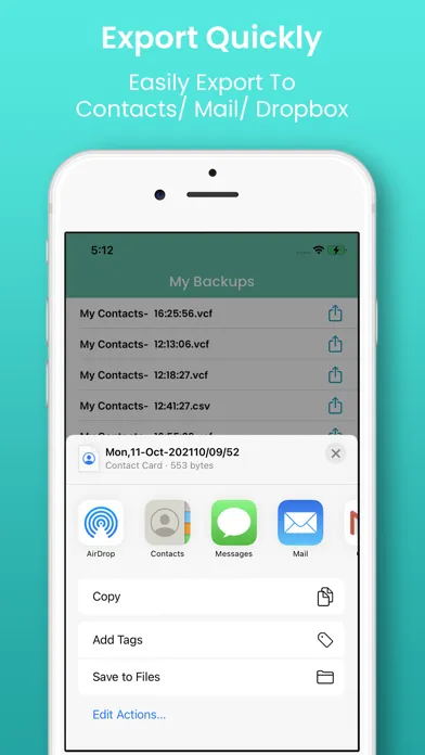 Capturas de tela do Contacts Backup Export vcf/xls