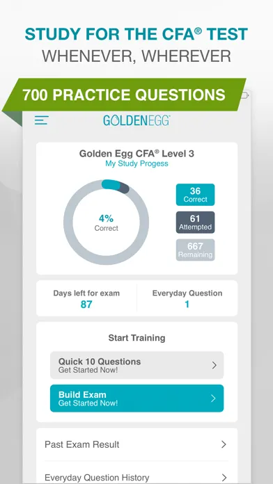 Zrzuty ekranu Golden Egg CFA® Exam Level 3