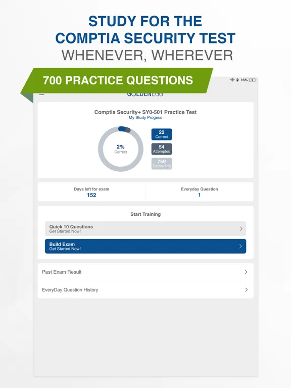 ภาพหน้าจอของ Comptia Security+ SY0-501 Test iPad 