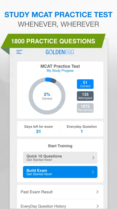 Capturas de tela do MCAT Practice Test Pro
