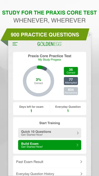 Ảnh chụp màn hình của Praxis Core Practice Test
