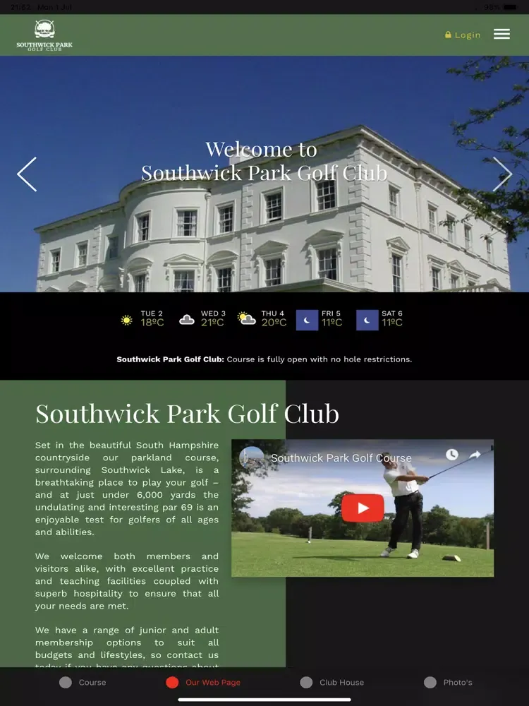 Zrzuty ekranu Southwick Park Golf Club iPad 
