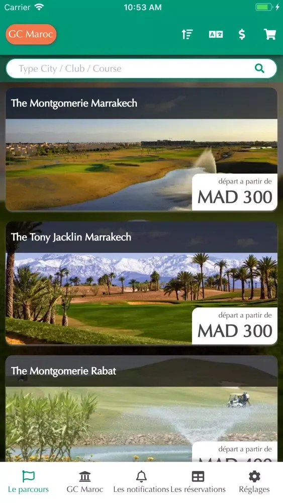Capturas de tela do GC Maroc