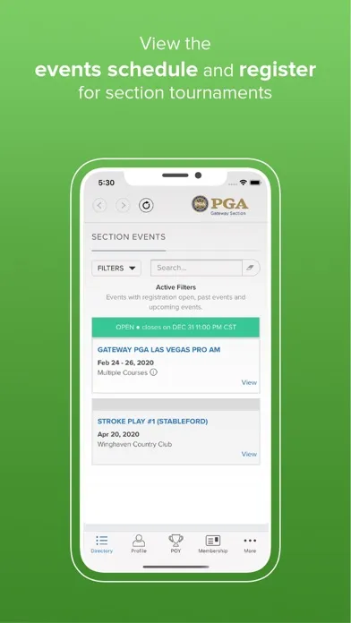 Tangkapan layar Gateway PGA Section