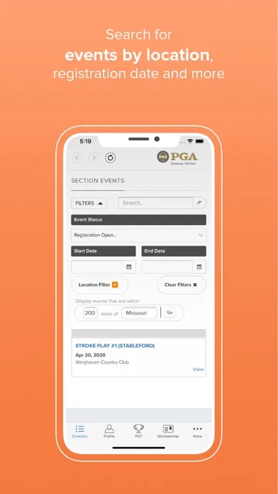 Tangkapan layar Gateway PGA Section