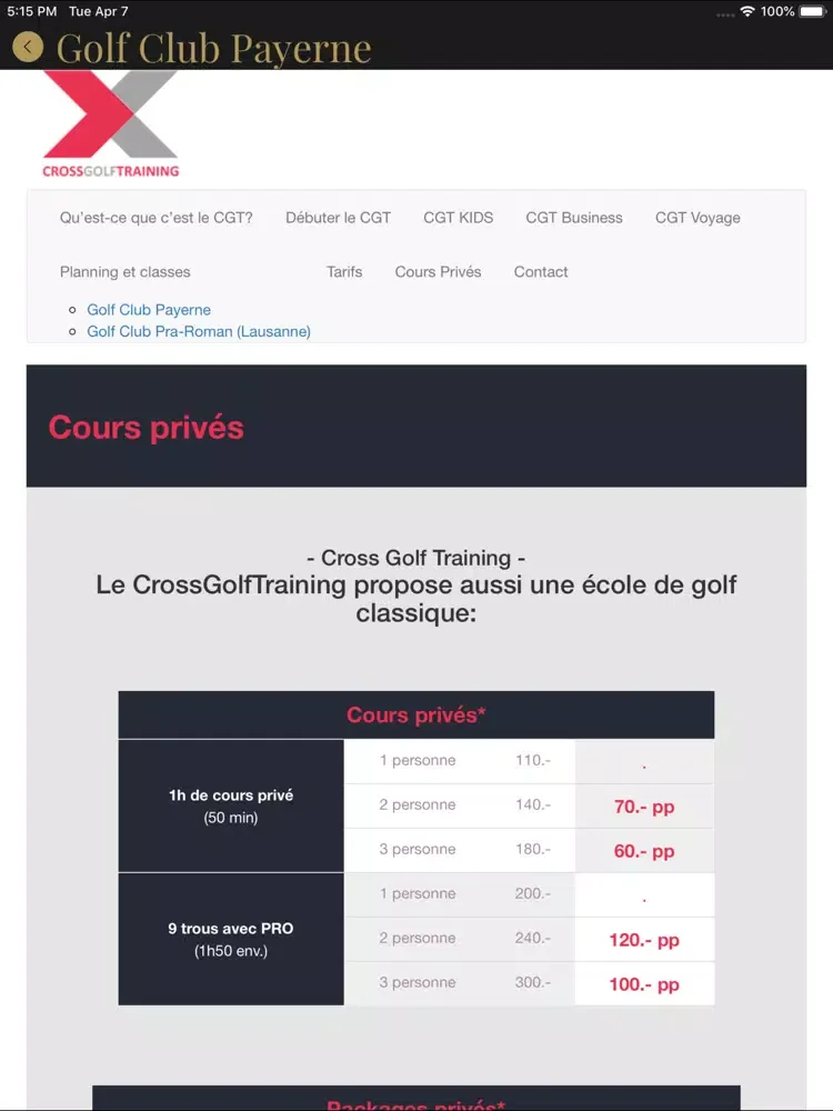 Screenshot di Golf Club Payerne iPad 
