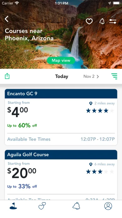 Ảnh chụp màn hình của GolfBook Mobile
