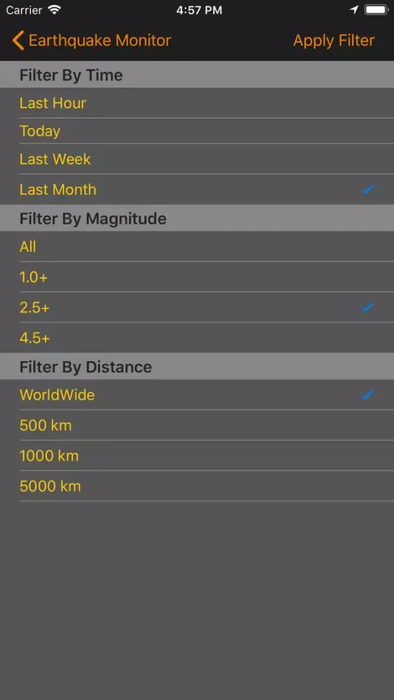 My Earthquake Monitor Ekran Görüntüleri