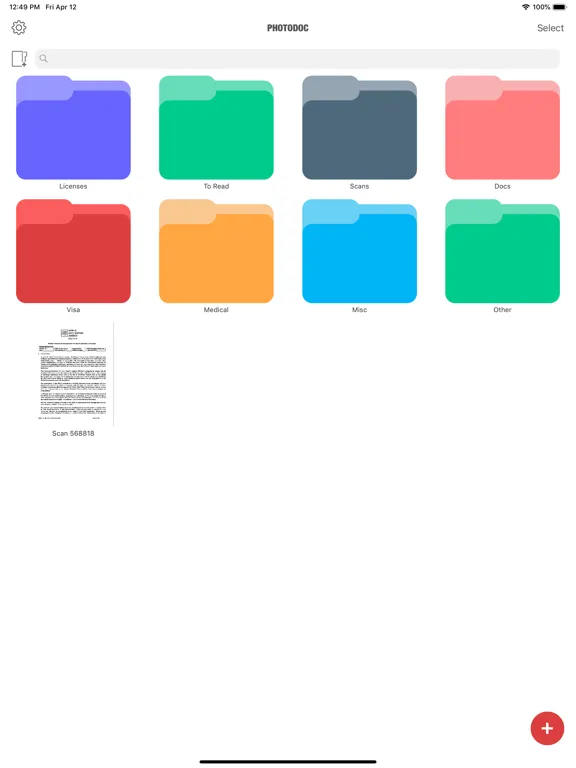 Tangkapan layar Photodoc - PDF scan with OCR iPad 