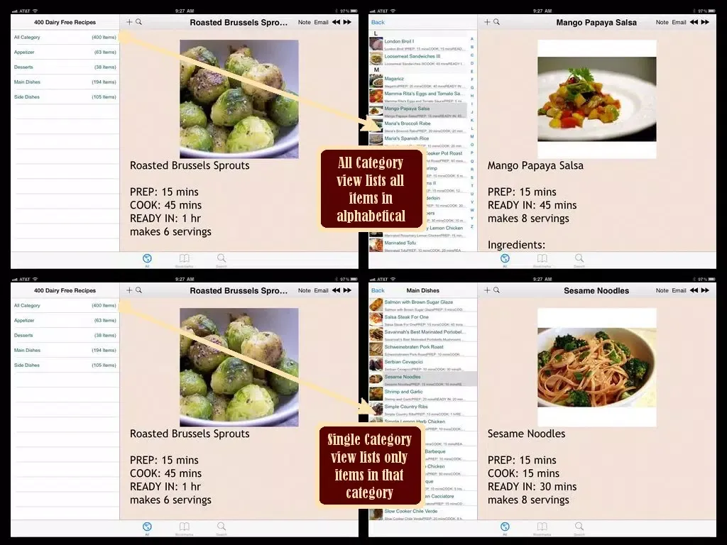 Tangkapan skrin 400 Dairy Free Recipes iPad 