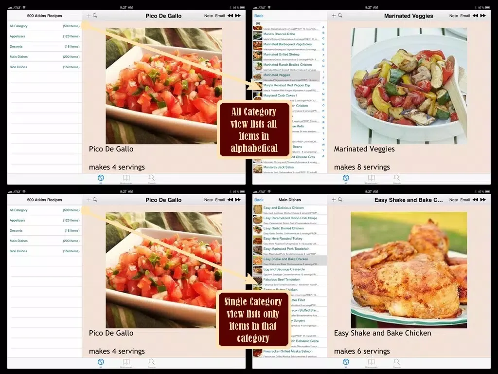 Tangkapan skrin 500 Atkins Recipes iPad 