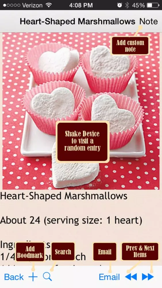Capturas de pantalla de Valentine's Day Recipes Plus+