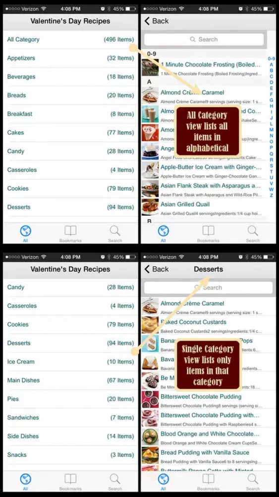 Capturas de pantalla de Valentine's Day Recipes Plus+