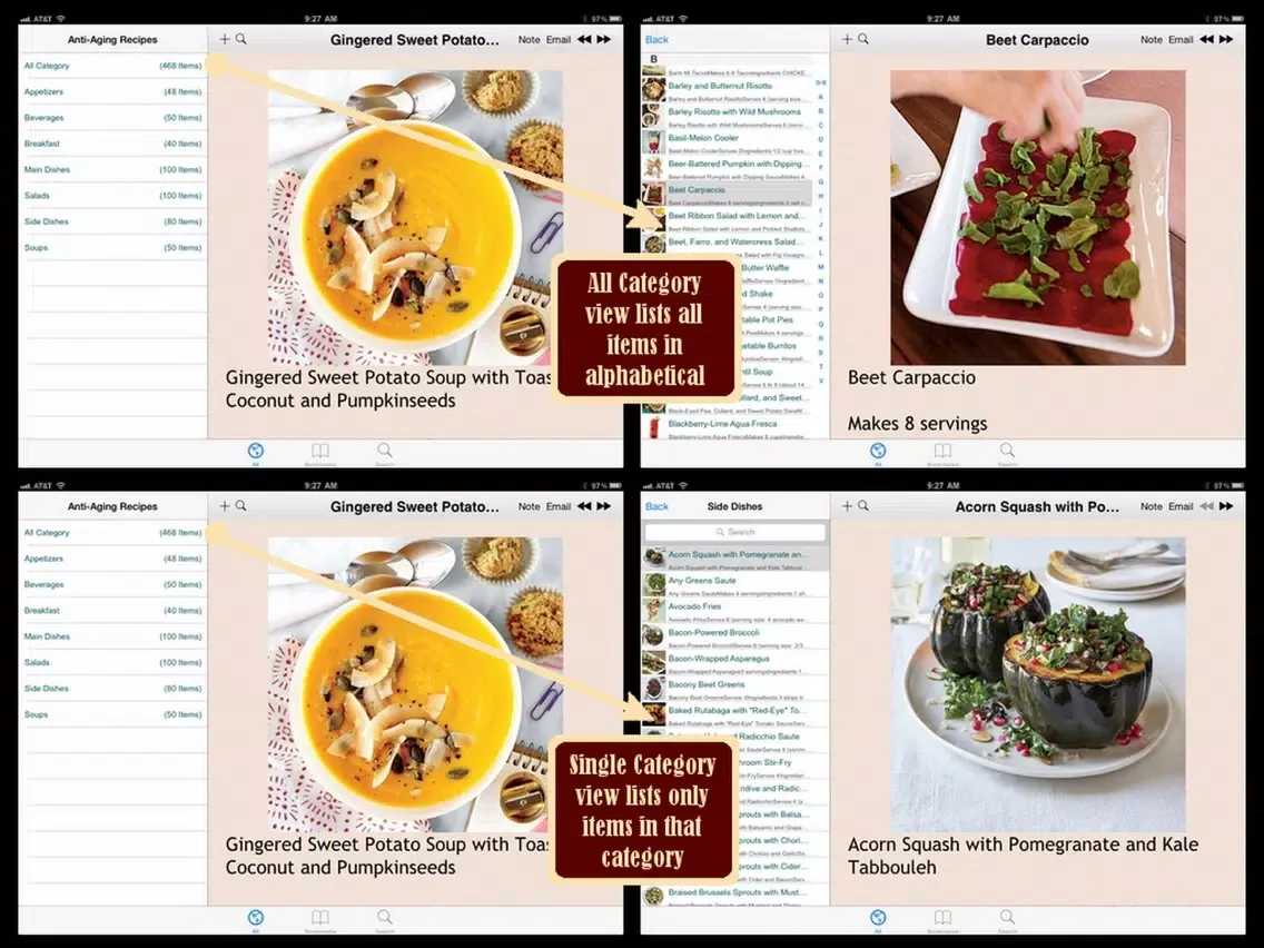 Capturas de tela do Anti-Aging Recipes iPad 